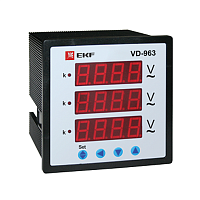 Вольтметр цифровой VD-963 на панель 96х96 трехфазный | код vd-963 | EKF